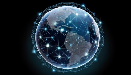 Wall Mural - Isolated PNG of a digital globe with interconnected nodes