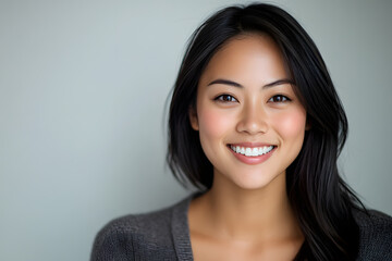 Wall Mural - Portrait of young asian woman isolated on white background