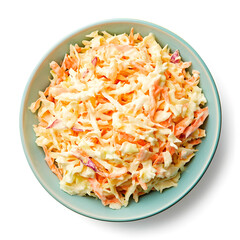 Wall Mural - Top view Coleslaw isolated on white background