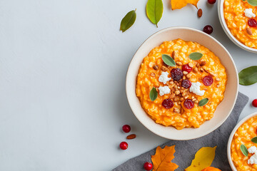 Wall Mural - Pumpkin Goat Cheese Risotto with cranberries, pepitas and extra goat cheese