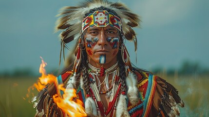 Native American powwow dancers in full regalia chinese new decoration