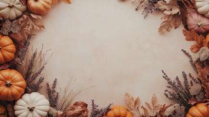 Poster - Autumn Pumpkin and Dried Flower Frame