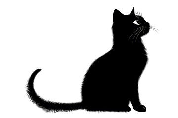 Canvas Print - Black cat silhouette isolated on white