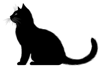 Canvas Print - Black cat silhouette isolated on white