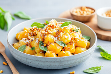 Canvas Print - Pumpkin gnocchi with sage and toasted pine nuts