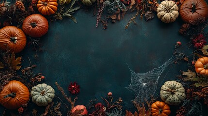 Poster - Halloween Harvest with Pumpkins and Dried Botanicals