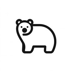 Wall Mural - Polar bear silhouette black line icon