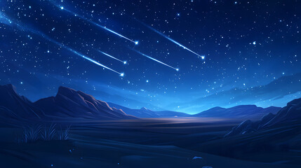 Wall Mural - Beautiful Meteor shower in the dark sky at night background. 