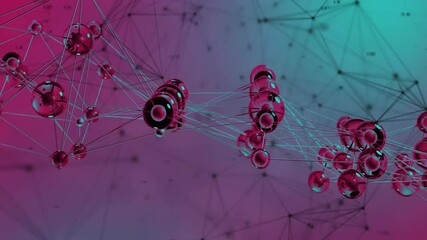 Poster - Animation of network of connections over purple background
