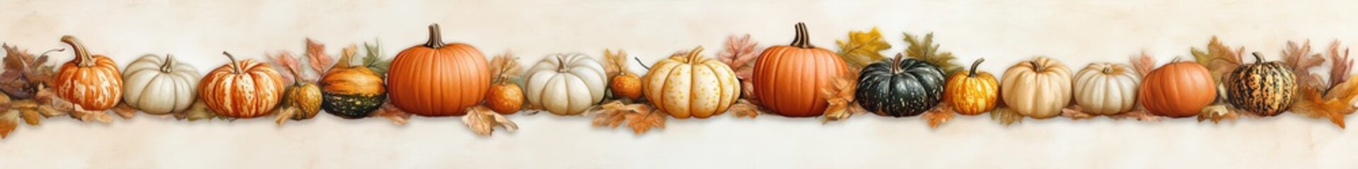 Canvas Print - Thanksgiving Frame with Pumpkins and Gourds