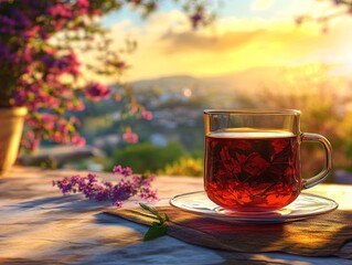 Poster - Turkish Tea with Scenic Background