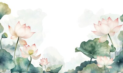 Wall Mural - Watercolor Lotus Frame