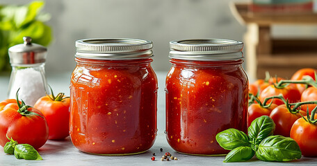 Wall Mural - tomato sauce in jars