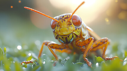 Wall Mural - grasshoppers landed on the leaves