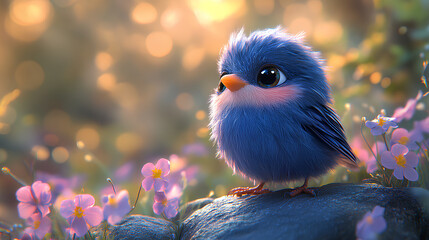 cute baby beautiful blue bird