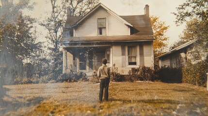 A Young Boy Standing in Front of a House