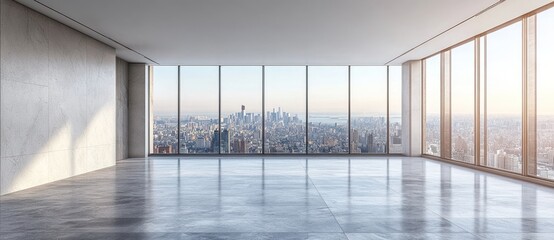 Canvas Print - Empty Room with City View