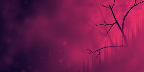 Wall Mural - Silhouette of a bare tree against a pink and purple sky.