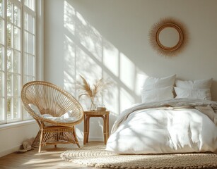 Canvas Print - Bohemian Bedroom Decor with a Touch of Sunlight