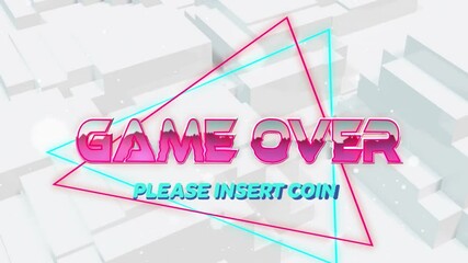 Poster - Animation of game over text over shapes on white background