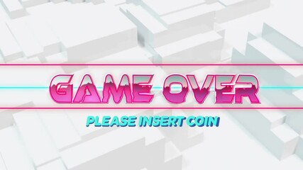 Poster - Animation of game over text over shapes on white background