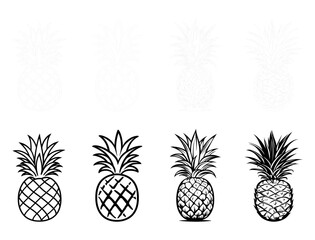 Pineapple Fruit Hand Drawing Style Vector Illustration
