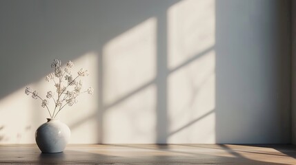 Wall Mural - Minimalist Still Life with Flowers and Sunlight