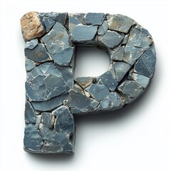 Wall Mural - Stone Letter P Formed From Various Grey Rocks