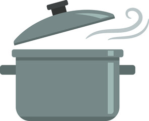 Illustration of a pot and lid with a steam in flat style.