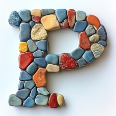 Poster - The Letter P Formed From Colorful Pebbles