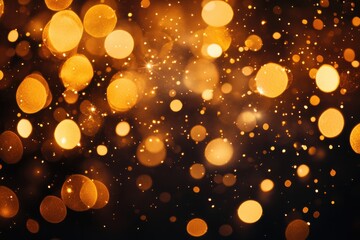Poster - Glittering amber light patterns on a black background. Celebration atmosphere