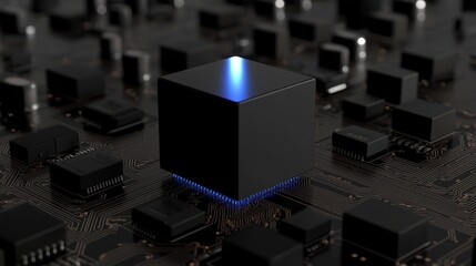Poster - conceptual illustration of central processors. 3d rendering.