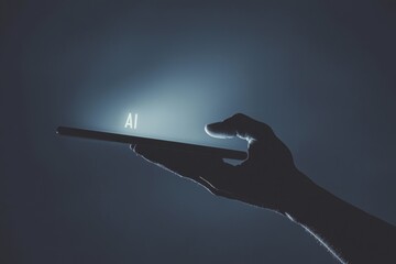 Poster - In this concept, $100 bills fall onto a smartphone. Brought to you by stock and hologram.