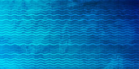 Canvas Print - Bright blue smooth zigzag lines grunge abstract background. Vector retro geometric shiny design