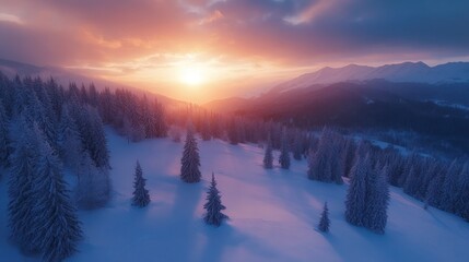 Sticker - Snowy Mountain Sunset