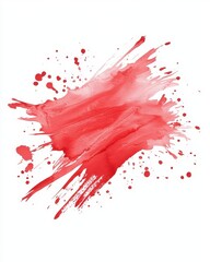 Poster - Red watercolor on white background, hand-drawn, artistic color splash effect creates a stunning visual impact.