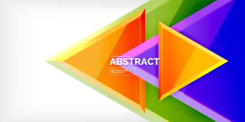 Abstract background - colorful triangles with 3d effect. Vector Illustration For Wallpaper, Banner, Background, Card, Book Illustration, landing page