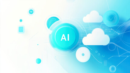 Poster - Concept of Artificial Intelligence Driven Cloud Computing. Clean and Minimalist