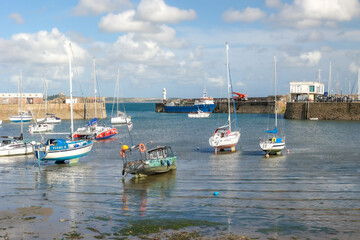 Boats in the harbor in the town of Penzance, Cornwall, UK