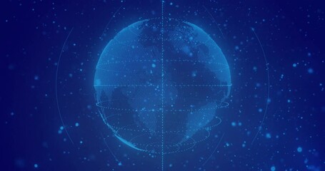 Poster - Animation of globe over light spots on blue background