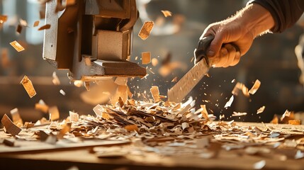 Woodworking Machine Cutting Wood.