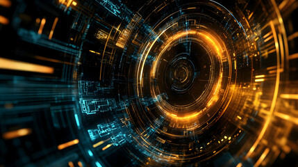 Abstract high-tech background with 3D digital elements. illustration