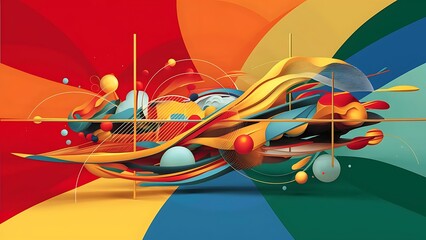 Modern art abstract design concept with colorful background