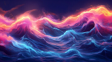 Wall Mural - Big Neon Wave Background