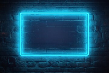 Poster - Cyber monday neon blue light framed by a brick background. Sale promotion in neon typography, continuous loop