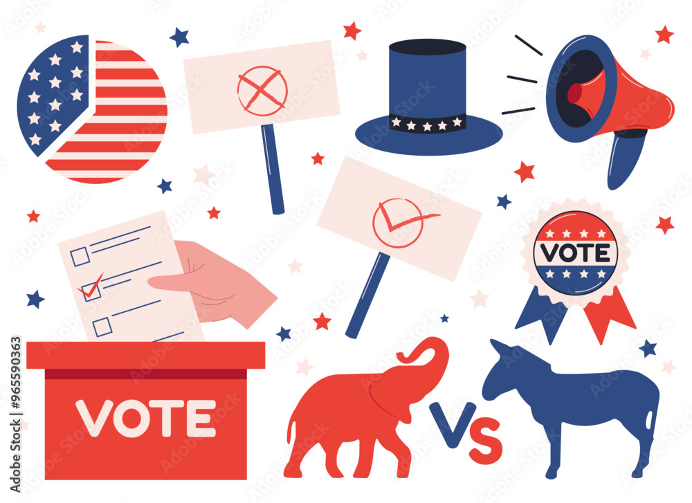 Election campaign set of elements. Election 2024, democracy vote ...