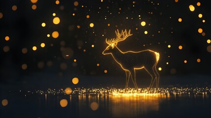 Poster - Glowing deer under dark background with light effect image