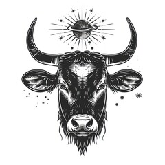 Canvas Print - Surreal aesthetic Cow head logo livestock wildlife longhorn.