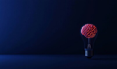 Wall Mural - Stock illustration of a human brain lightbulb with new ideas