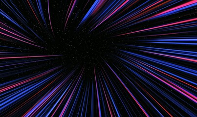 Poster - Created with generative AI tools, neon neon flashes on a black background. Motion light lines backdrop. Perfect for banners, postcards, and illustrations.